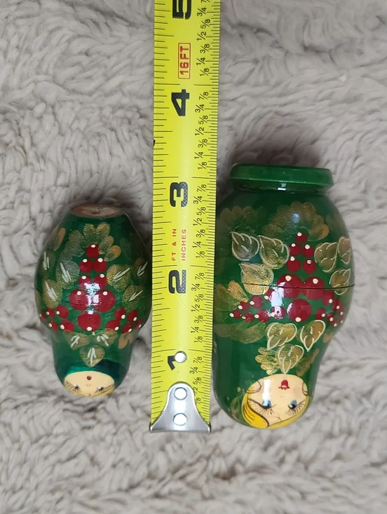 Green Russian Matryoshka Doll Holiday Decor, Set Of 4 Nesting Dolls - Picture 4 of 8